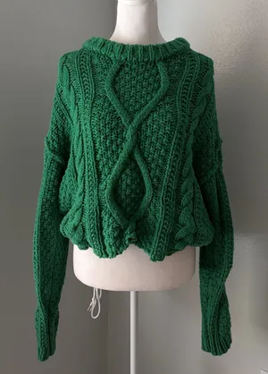 Free People cutting edge cable cropped sweater thumbnail 1
