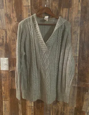 Faded Glory women's knit sweater with hoodie gray size 3X thumbnail 1