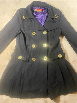 Vintage Y2K Wool Blend Apple Bottoms Black Peacoat with gold buttons thumbnail 1