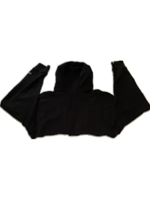 Champion Hoodie Black Cropped New York City Fuhgeddaboudit Size L thumbnail 3