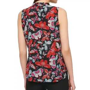 NWT Tommy Hilfiger butterfly print tie neck top‎ thumbnail 2