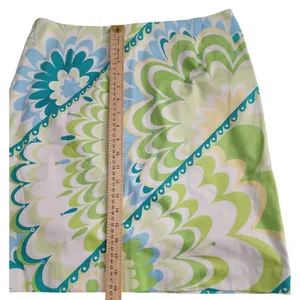 Melly M A-Line‎ Mini Skirt Womens 6 Green Blue Psychedelic Floral Retro thumbnail 6