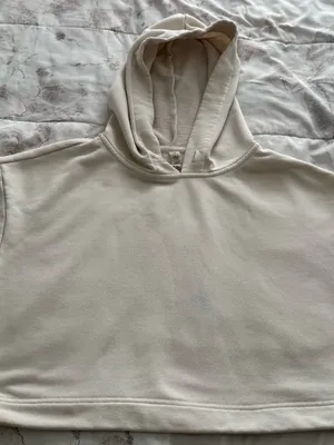 ALO Yoga Air Land Ocean Cream Short-Sleeve Cropped Hoodie sweatshirt, size M thumbnail 5