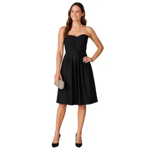 WHBM Black Strapless Classic Pleated‎ Darted Cocktail Dress Women's Size 2 thumbnail 7
