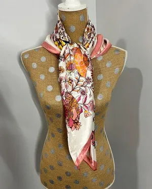 100% Silk Scarf Pink thumbnail 1