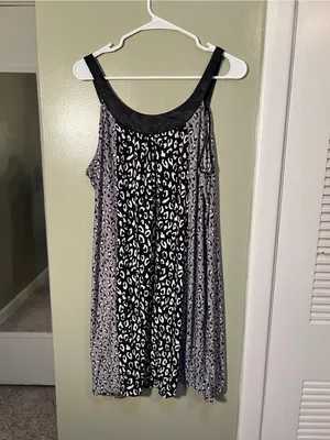Alfani Intimates Women’s Size XL Sleeveless Nightgown Dress Gray Black Animal thumbnail 5