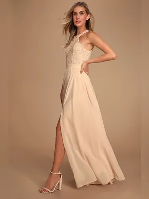 Lulus Picture Perfect Blush Lace Maxi Dress Size Small NWT thumbnail 4