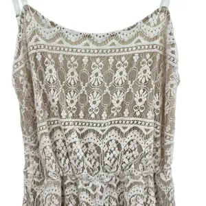 Alice + Olivia Cassia Romper Sleeveless Lace Crochet‎ Zipper White Beige Size 8 thumbnail 5