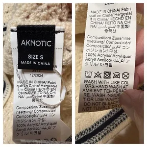 Aknotic Crocheted cardigan sweater Sz S Off White/Black NWT thumbnail 4