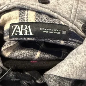 Zara Black and White Plaid Cropped Bomber Jacket thumbnail 4