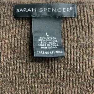 Sarah Spencer Wool Blend Brown V Neck Cardigan Sweater Size Large thumbnail 11