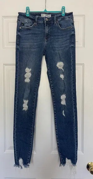 KanCan Dark Blue Distressed Skinny Jeans thumbnail 1