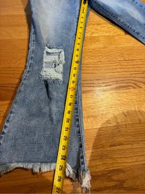 Sneak Peek Distressed Flare Wide Leg Denim Jeans Blue Women's Size 7/W 28 thumbnail 10