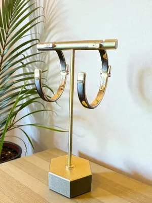 ALLSAINTS Gold Tone Buckle Hoop Earrings - McBling Baddie thumbnail 4
