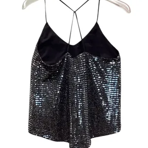 Chelsea28 Black mirrored spaghetti strap top. Size Medium. thumbnail 11