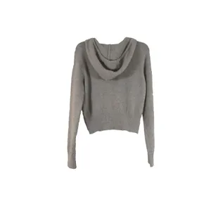 Ultra Flirt M Gray Cropped Zip Up Hoodie Hooded Sweater Cozy Knit NWT S/M thumbnail 3