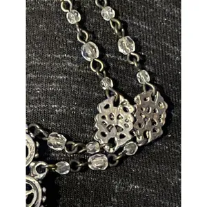 Victorian Crystal & Rhinestone Double Pendant Necklace thumbnail 12