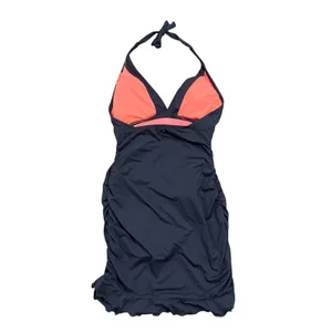 Athleta Shirrendipity Gray Halter Ruched Swim Dress One Piece Swimsuit Size S thumbnail 4
