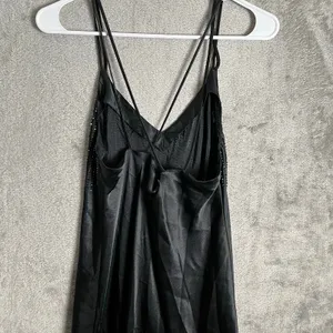 Vintage Y2K Black Beaded Slip Dress Evening‎ Grunge Goth Glam Size Small thumbnail 4
