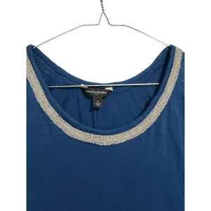 Banana Republic Blue Cotton Modal Tank Top Metallic Chain‎ Trim Size L thumbnail 3