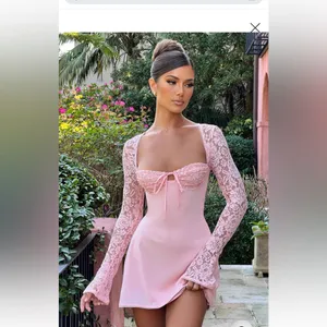 JACINTA MINI DRESS - BLUSH Lace Sleeve Dress S thumbnail 4