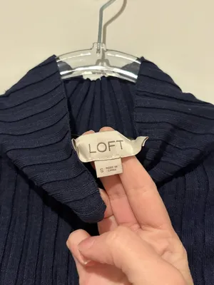 Loft Ribbed Mock Neck turtleneck Women's Top navy blue size small‎ thumbnail 5