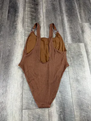 Aerie Brown Textured One Piece Swimsuit thumbnail 7