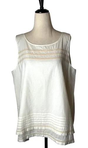 Lilla P Tank Top Women Large White Cotton Lace Double‎ Layer Shell NWT Boho thumbnail 1