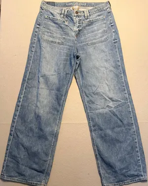 American Eagle 90s Wide Leg Patch Pocket Denim Jeans Blue Women Size 10 Regular thumbnail 1
