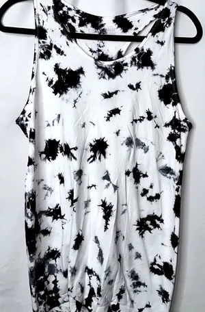 Zyia Active Womens Size XL Black White Tie Dye Print Sleeveless Tank Top thumbnail 1