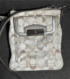 Coach Kristin Swing Bag Crossbody Sequin Signature white Brown thumbnail 1