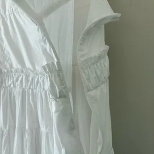Pinch Tiered Midi Dress Cotton Poplin Sundress Pockets‎ Sleeveless White Size L thumbnail 5