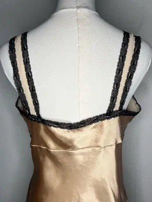Vintage California Dynasty Gold Satin Lace Trim Babydoll Cami Tank Top Y2K Fairy thumbnail 5