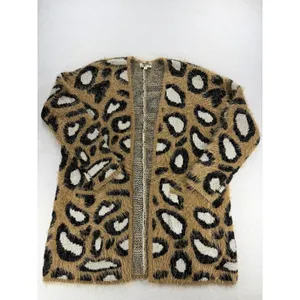 Show Me Your Mumu Mellow Cozi Cardi Golden Ears Leopard Fuzzy Cardigan Medium thumbnail 4