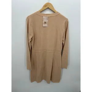Academia Preppy Tan Knit Sweater Dress Size L NWT Quiet Luxury Old‎ Money thumbnail 6