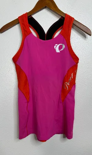 Pearl Izumi Elite Cycling‎ Tank Top Womens Medium Pink Orange Racerback Pockets thumbnail 1