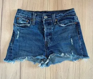 Levi’s Distressed Cut Off Denim Jean Shorts Button Fly Size 25 thumbnail 1