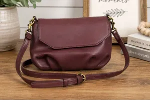 Universal Threads Burgundy Crossbody Bag Faux Leather Pleated Flap Purse thumbnail 1