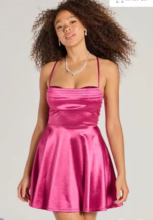 Windsor Magenta Satin Sequin Skater Mini Dress thumbnail 1