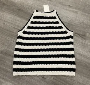 A New Day Black & White Striped sweater Tank Top thumbnail 3