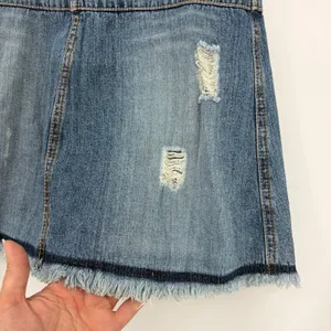 Y2K Paris Blues Distressed Denim Mini Skirt Sz 3 Grunge Indie Sleaze Festival thumbnail 4