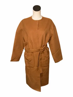 NWOT Ann Taylor LOFT Belted Pocket Wrap Long Coat Jacket Perfect Camel Size XS/S thumbnail 2