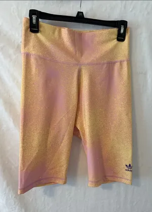 adidas Pink and Gold Shimmer Bike Shorts thumbnail 1