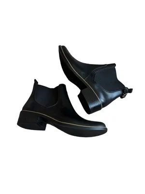 Kate Spade Black Rubber Chelsea Rain Boots Ankle Booties Gold Size 9 Women's thumbnail 4