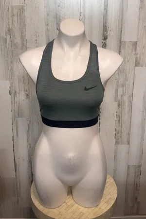 Nike Dri-FIT Racerback Sports Bra Heather Charcoal Grey Swoosh Womens Medium thumbnail 1