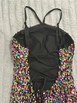 Multicolor Sequin Maxi Dress with High Side Slit Pink Size undefined thumbnail 5