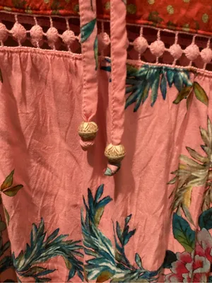 Johnny Was Pink Floral Boho Blouse with Red Accents thumbnail 4