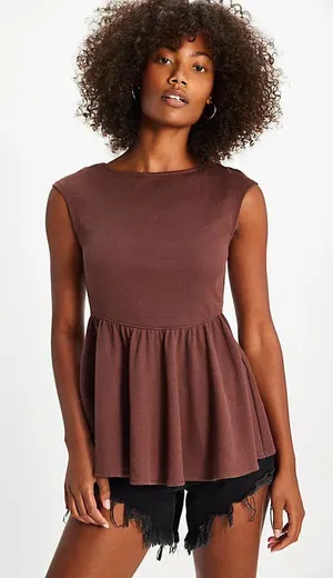 NWOT Free People Remember Me Tunic in chocolate. Size Small thumbnail 1