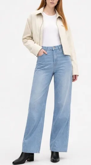 Light Wash Distressed Wide Leg Jeans NWOT thumbnail 1