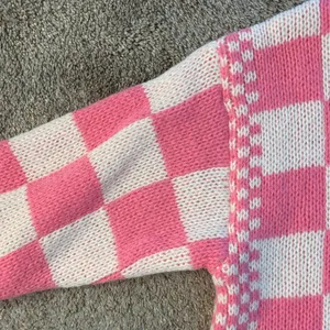 BiBi Pink and Cream Checkered Chunky Sweater Size M thumbnail 6